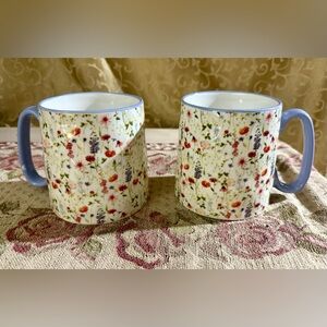 Set Of Two 10 Strawberry Street Bella Wildflower Ceramic Mugs EUC